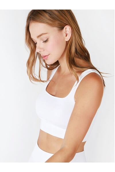 WAHSHE Seamless Fitilli Crop Top Beyaz