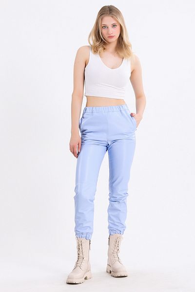 Leather Club Pantaloni din piele Sky Blue Sport Fit