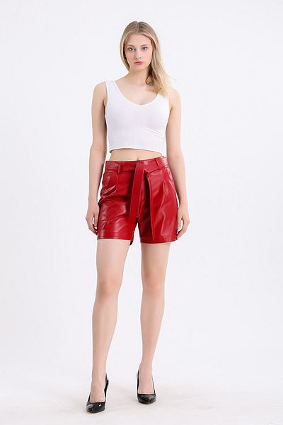 Leather Club Red Mini Leather Shorts