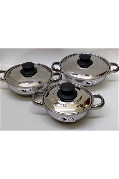 Lila Paslanmaz Çelik 6 Parça Omlet Set 14cm,16cm,18 Cm Ebat D-5