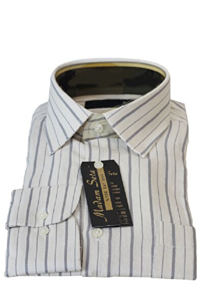Madam Seta İpekçilik Çizgili Ham Ipek Gömlek