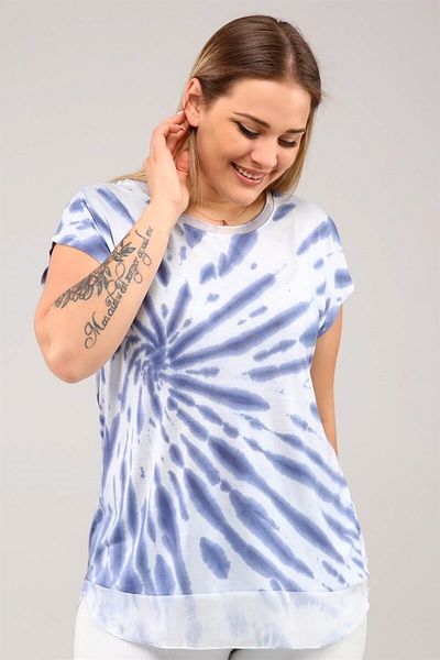 Seamoda Tricou din șifon cu vopsea cravată albastru