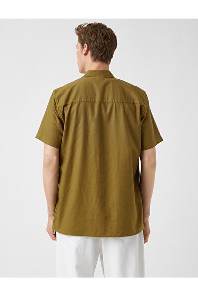 Koton Základní košile s krátkým rukávem ze směsi lnu