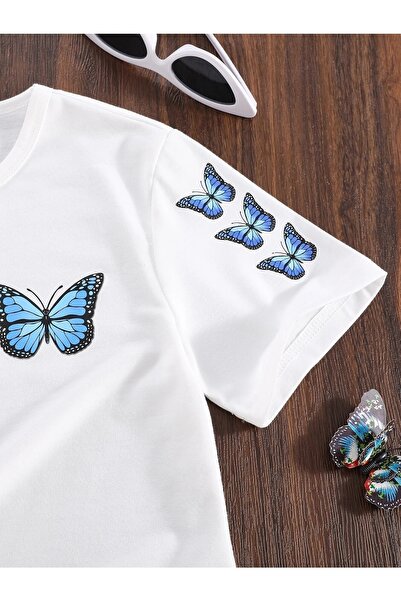 LePold Λευκό Μπλε Πεταλούδα Πεταλούδα με στάμπα για κορίτσια