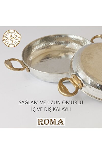 Roma 20 Cm El Yapımı Içi Dışı Kalaylı 1. Sınıf Düz Bakır Tava Sahan Kuymak Mıhlama Yumurta Omlet Menemen