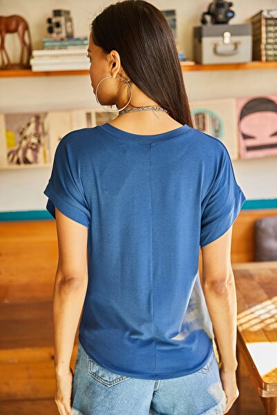 Olalook Bluză Viscon tricotată Indigo Bat pentru damă