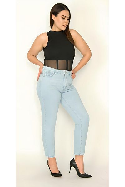 TRENDNATUREL Pantaloni de blugi Battal Ice Blue de mărime mare Mărimea ansamblului Vă rugăm să consultați tabelul nostru