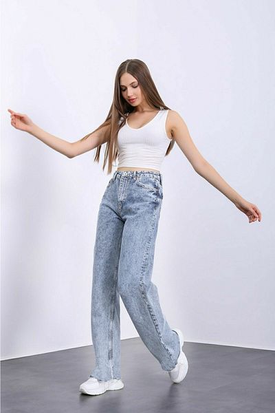 Livik FeminineKralı Blugi din denim cu talie super înaltă de zăpadă medie pentru femei Pantaloni Palazzo