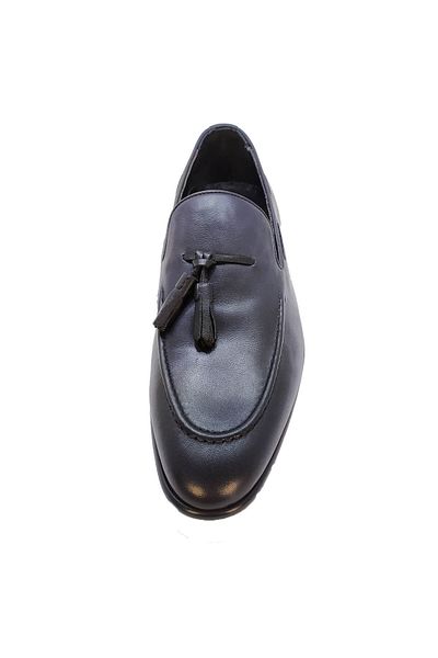 MARCOMEN Navy Blue Silver Inner Outer Genuine Leather Casual Loafer Men's Shoes - 13064