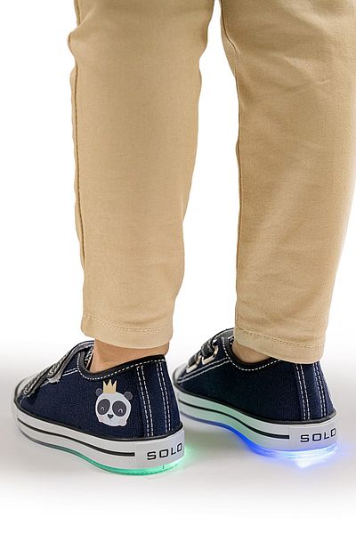 Solo Bag Boys' Orthopedic Supported Navy Blue Lighted Casual Sports Shoes