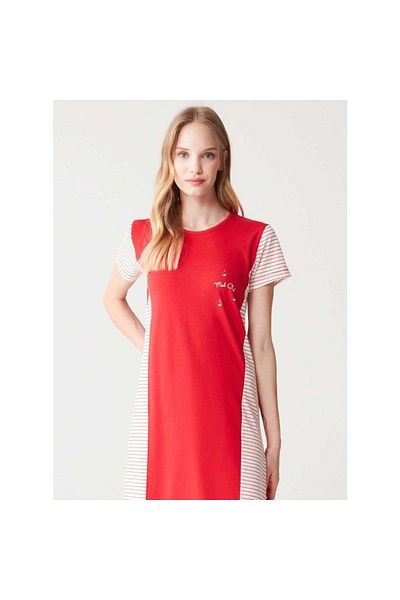 Mod Collection Тъмносиня дамска рокля - нощница с къс ръкав 3279