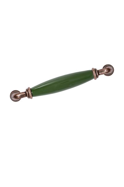 Porcellana Perla Porcelain Handle Cabinet Drawer Furniture Kitchen Handle Ruby 96mm(9.6CM)- Green-copper Metal Leg-stk1620