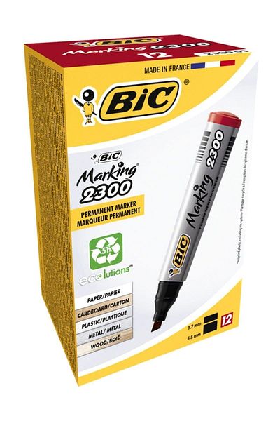 Bic Red Permanent Marker - Cut Ended (Pack of 12)
