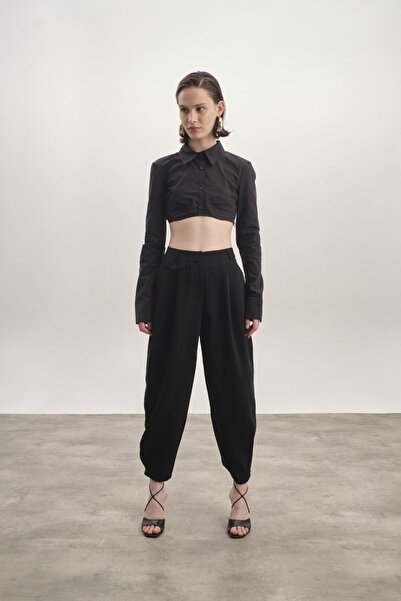 Genel Markalar NEW MİSSİON BAGGY PAÇASI DÜĞME DETAYLI SİYAH ŞALVAR PANTOLON