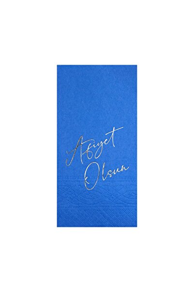 Story 33x33 Cm Gümüş Varak Afiyet Olsun 16'lı 1/8 Mavi Renkli Kağıt Peçete