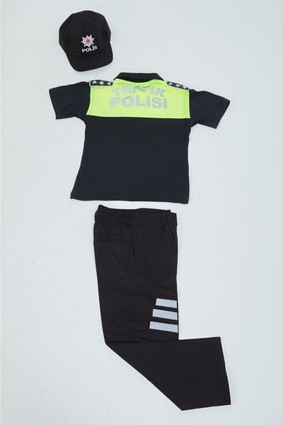 Muraty Child Police Costume Polo Neck T-Shirt Traffic Police Outfit Yellow