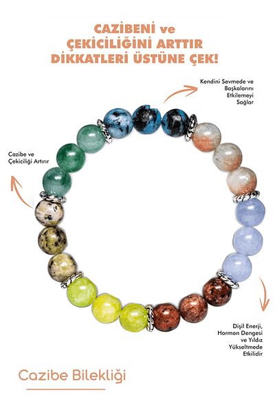 Tesbih Atölyesi Charm Women's Talisman Natural Stone Bracelet Apatite Aquamarine Jasper Coral Aquamarine Morganite Quartz Stone