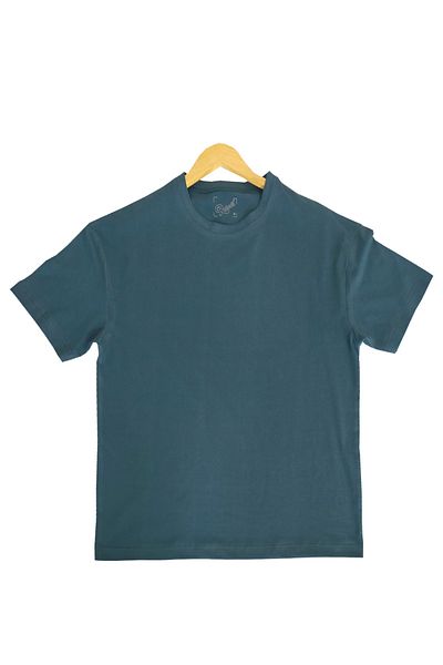 Raf Coll Tricou supradimensionat unisex albastru petrol simplu din bumbac organic