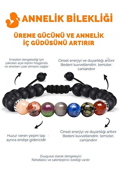 Tesbih Atölyesi Calcite Coral Jade Maternity Bracelet - Agate Lapis Onyx Natural Stone