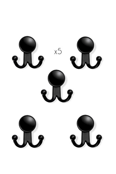 ARON (5 ADET) Ata Askı (MAT SİYAH) Fortmanto Vestiyer Elbise Askılığı (SİYAH SİYAH) Gizli Vidalı