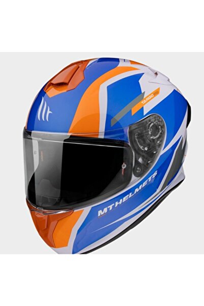 MT Kask Targo Pro Sound D4 Gloss Orange Şeffaf Vizörlü