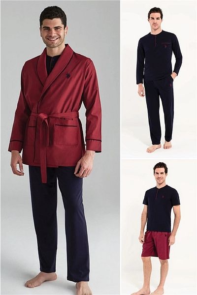 U.S. Polo Assn. Σετ 5 ανδρικών πιτζάμες - χτενισμένο βαμβάκι, γαμπρός, σορτς και προίκα Robdöşambr