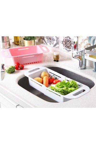 ALBAK Life Adjustable Size Practical Fruit Strainer Sliding Sink Strainer