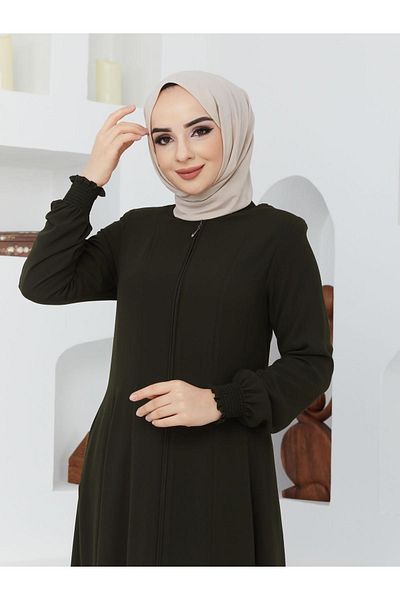 KMKkombin Summer Mevlana Model, Fitted at the Waist, Flared Fereca Topcoat with Elastic Sleeves
