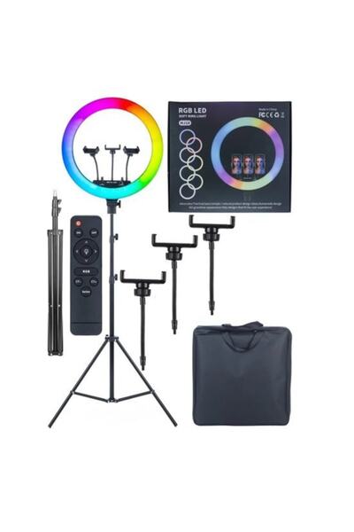 Asfal Rgb Ring Light 45 Cm Led Selfie Youtuber Tiktok Işığı 210 Cm Tripod Çan...