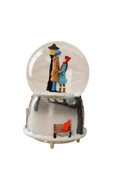 Asfal Kar Küresi Büyük Boy 16cm Otomatik Kar Yağışı Müzikli Işıklı Pil Hediyeli