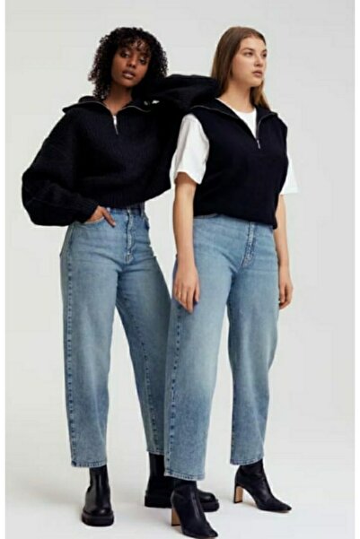 Hepsibitarz Kadın Mavi Gina Comfy Straight Jeans Denim Kot  Pantolon