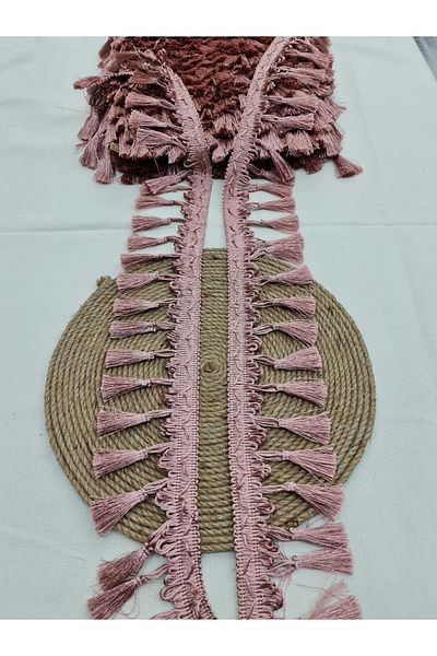 Esteks Dantel ve Tekstil Aksesuarları Stripe Tassel Fringe Powder 5 Meters