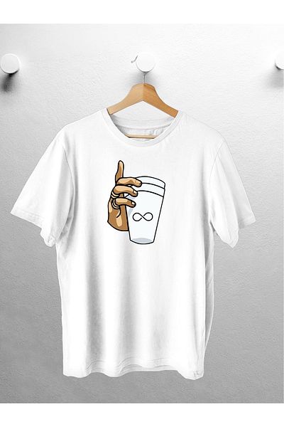 CANDEL White Oversize T-Shirt - Hand Print Holding Cups