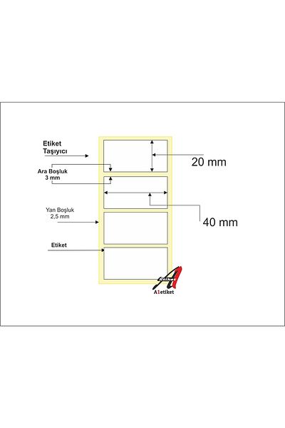 A1 Etiket 20 X 40 mm Θερμική ετικέτα γραμμικού κώδικα 1000 (μονά)