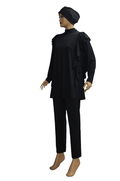 eflin Women's Clothing Black Valon Full Covered Hijab Swimsuit Large Size Option