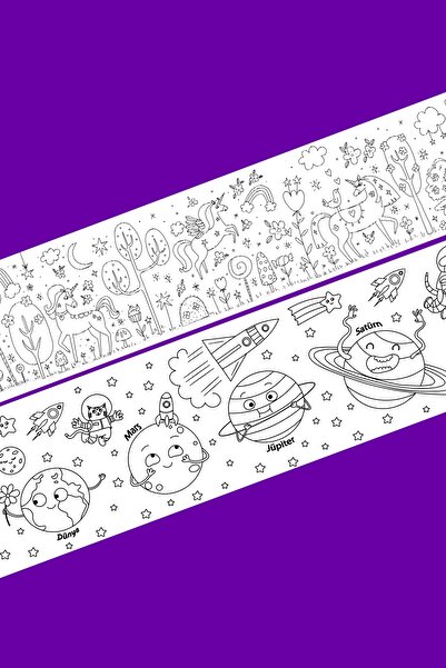 Proll Mini - Unicorn Ve Gezegenler 2'li Boyama Kağıdı