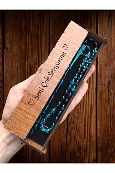 KANUNİ TESBİH Дървена кутия с надпис, петролно синьо, с писклив звук и пискли...