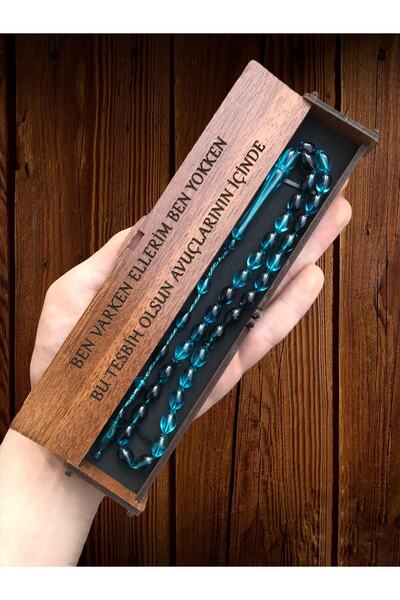 KANUNİ TESBİH Cutie din lemn Scris promisiunea Iubita Tesbih Petrol Blue Moire System Tassel Tesbih 0052