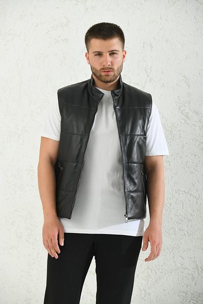 Weskam Men's Genuine (REAL) Leather Puffer Vest