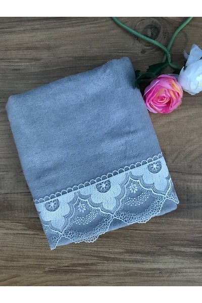 Çeyiz Bahçesi Lorena Velvet Hand Towel 50&90 Gray