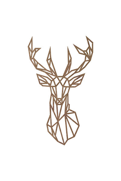 STENCİLTASARIM Geometrik Geyik Başı, Boyanabilir Ham Ahşap, Dekoratif Ürün, A...