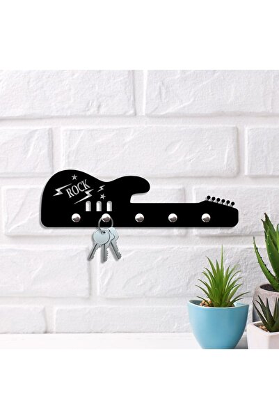 TOPRAK LAZER KESİM Gitar Anahtarlık Dekoratif Gitar Desenli Ahşap Anahtarlık