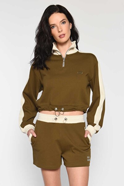 ECKO UNLTD Kevın Khaki Women's Stand Collar Sweatshirt
