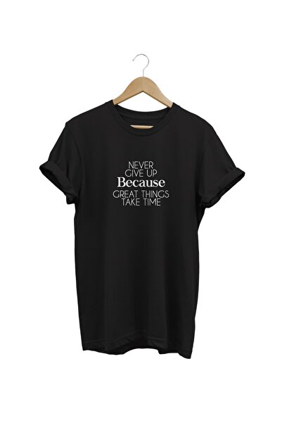 WİDİ Nikada ne odustaj Štampano Crna T-shirt
