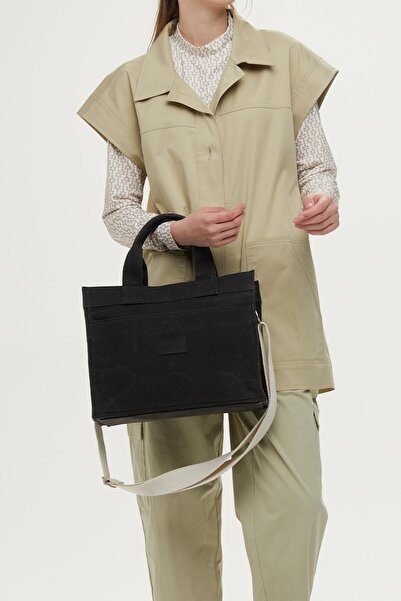 Manuka Wash Effect Medium Canvas Bag Black