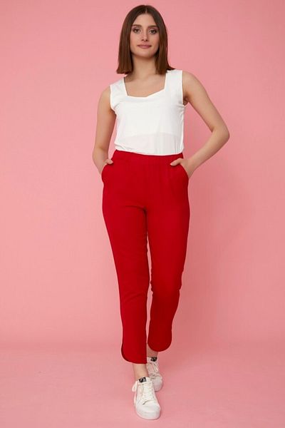 Selen Giyim Sliced Leg Elastic Waist Trousers