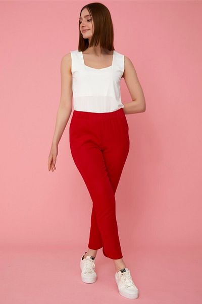Selen Giyim Sliced Leg Elastic Waist Trousers