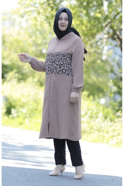 Zey&Ka Butik Large Size Leopard Detail Zipped Wear Cap