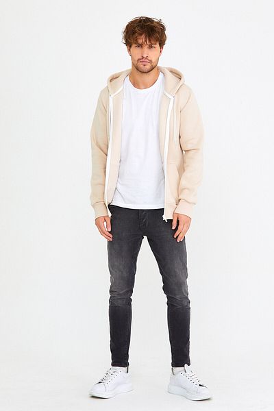 AMAZING CRASH Μπεζ Unisex Φούτερ με κουκούλα με τρία κλωστές Basic