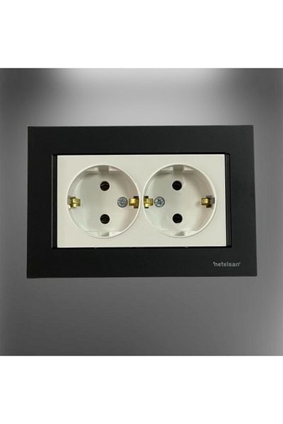 Netelsan Double Grounded Socket White Black
